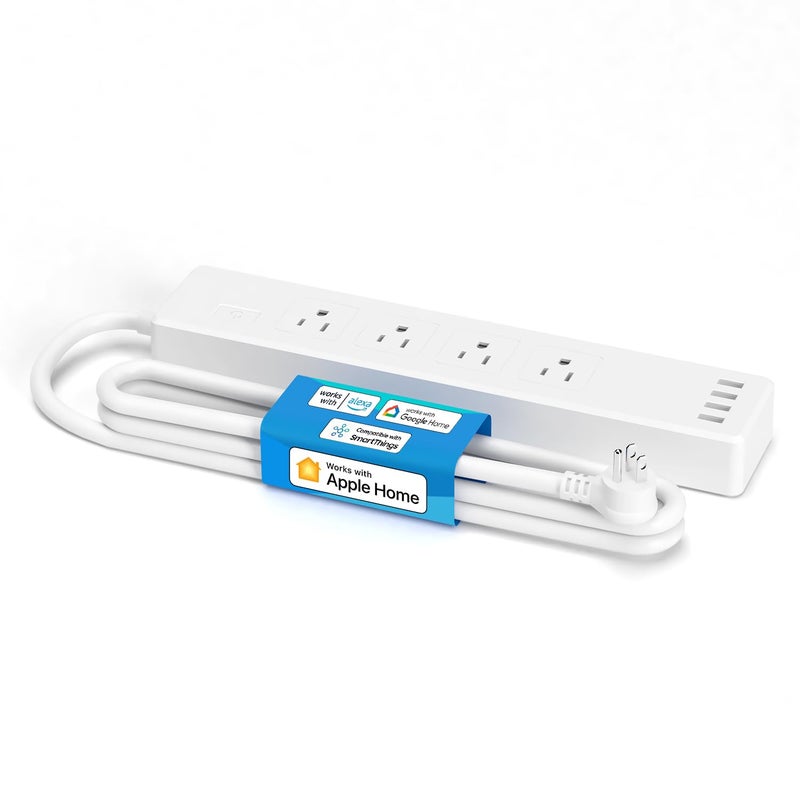 Meross Smart Power Strip Compatible with Apple HomeKit, Siri, Alexa, Google Home and SmartThings, WiFi Surge Protector with 4 AC Outlets, 4 USB Ports and 6ft Extension Cord, Voice and Remote Control - Image 1